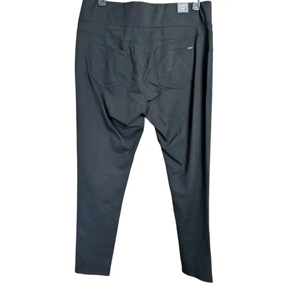 Max Jeans Dress Pants 18W Black Stretch Solid Logo Ponte Knit Back Pockets - Picture 2 of 12
